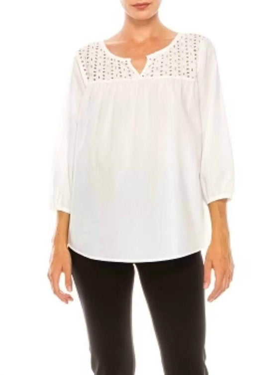 Eyelet Split Neck Swing Top