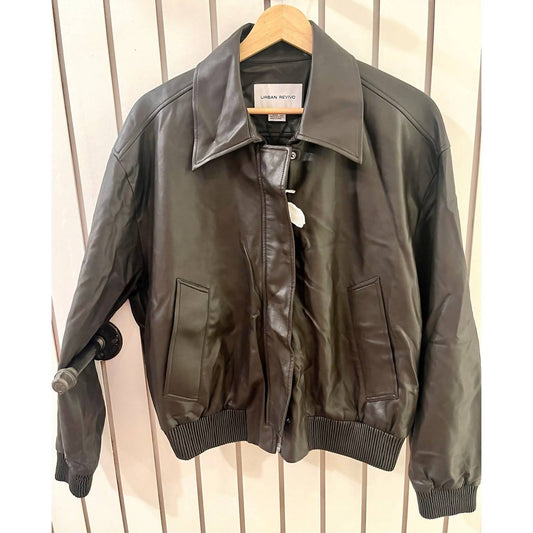 Women's Faux Leather Long Sleeve Jacket