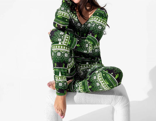 Women's Minecraft Creeper Holiday Bamboo Pajama Set