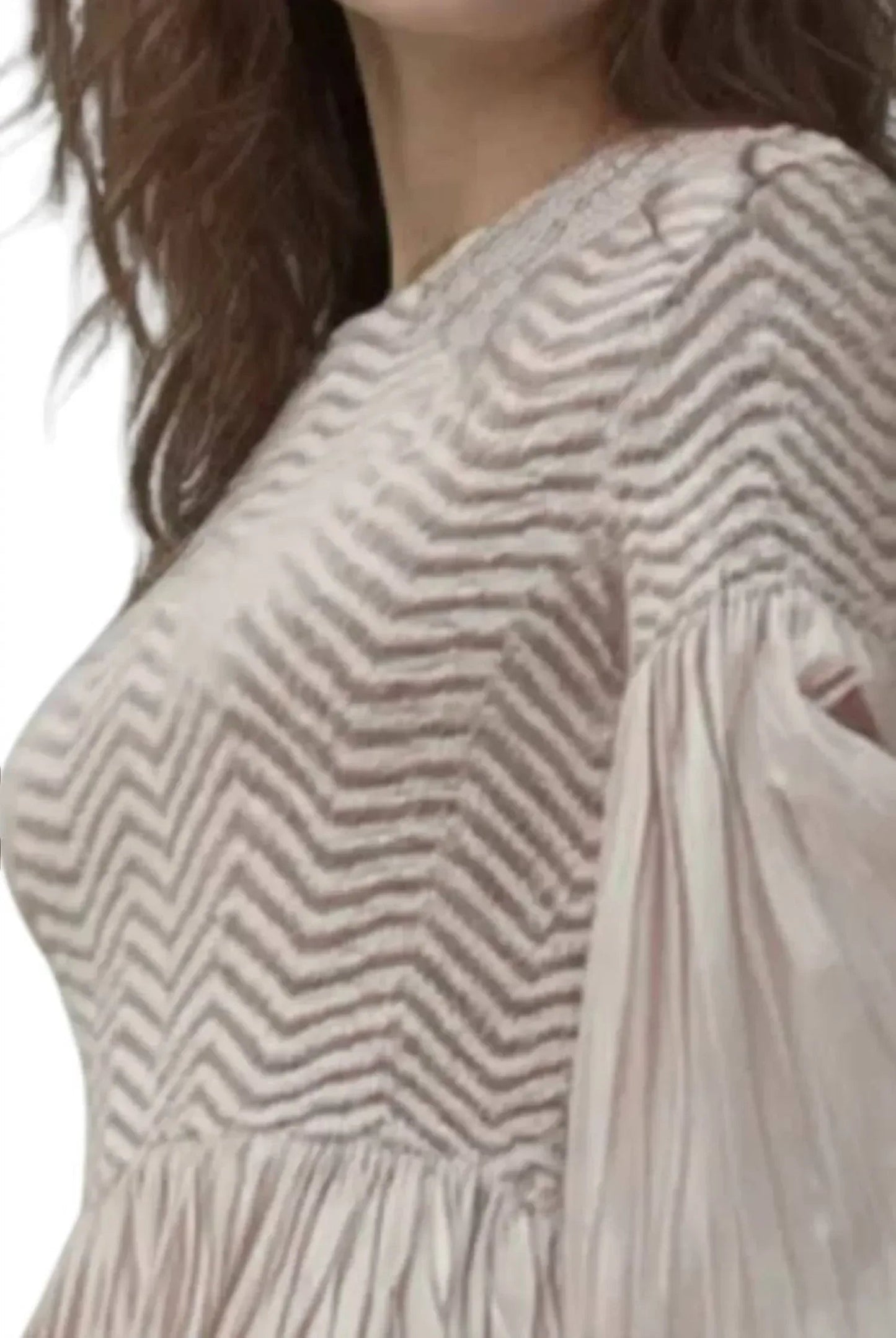 Pleating Blouse Top With Tuck Sleeve