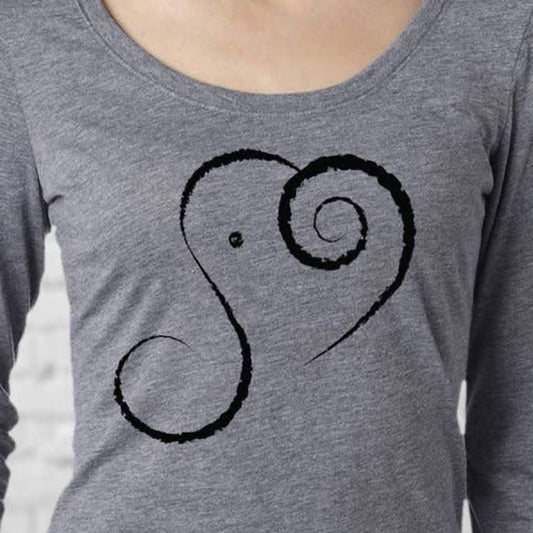 Womens Elephant Spirit Long Sleeve Scoop Neck Tee