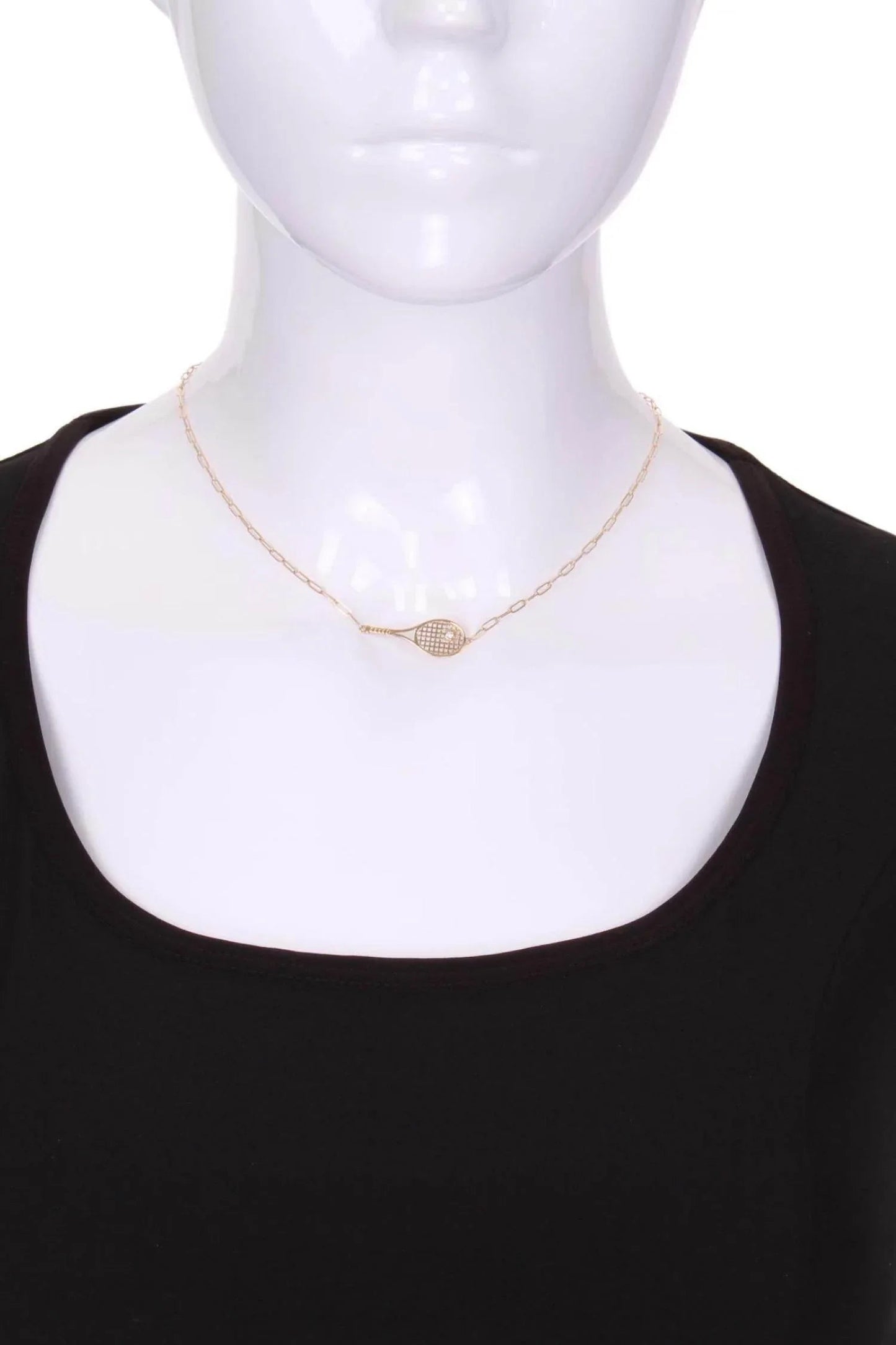 Women's Gold Racket + Diamond Ball Necklace