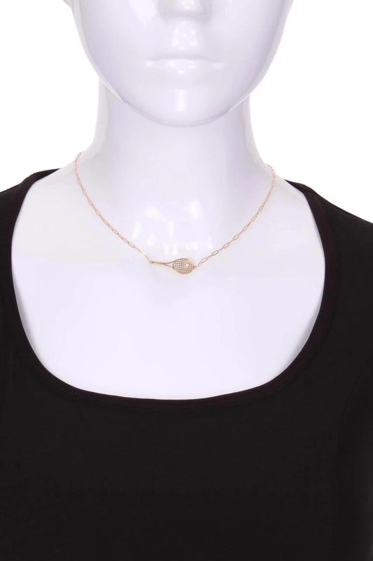 Women's Gold Racket + Diamond Ball Necklace