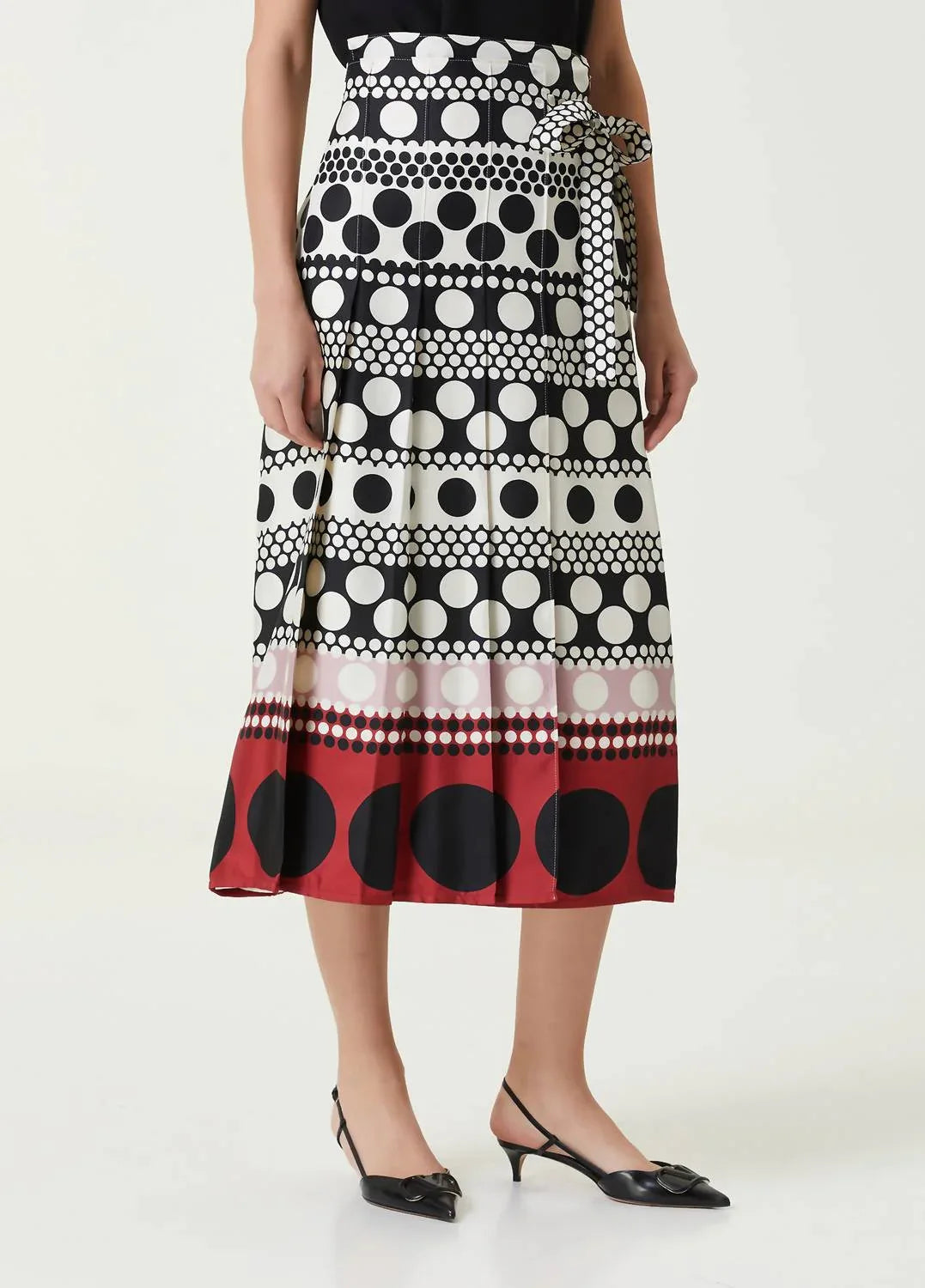 Polka Dot Midi Silk Skirt