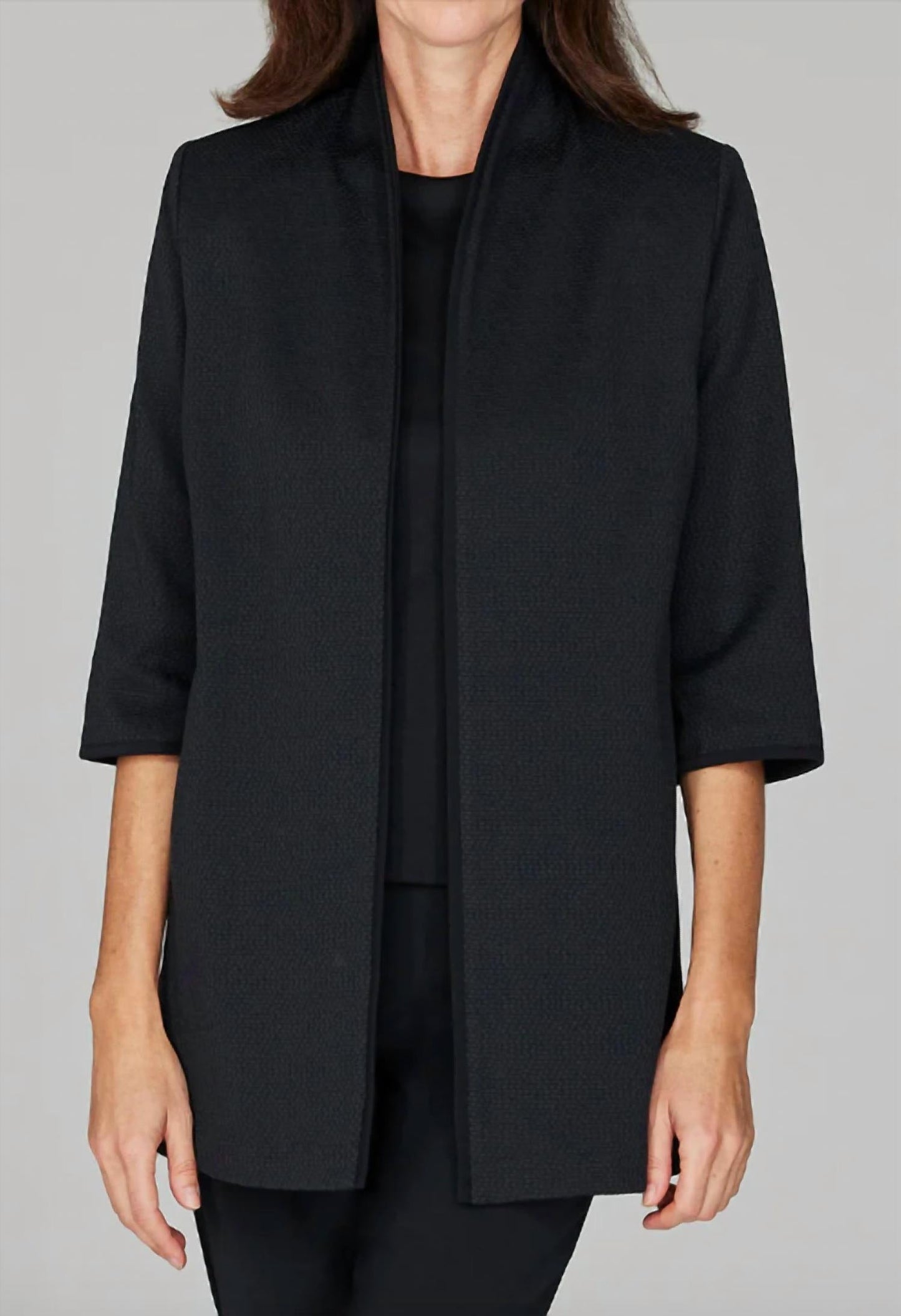 Pique High Neck Jacket with Bias Trim