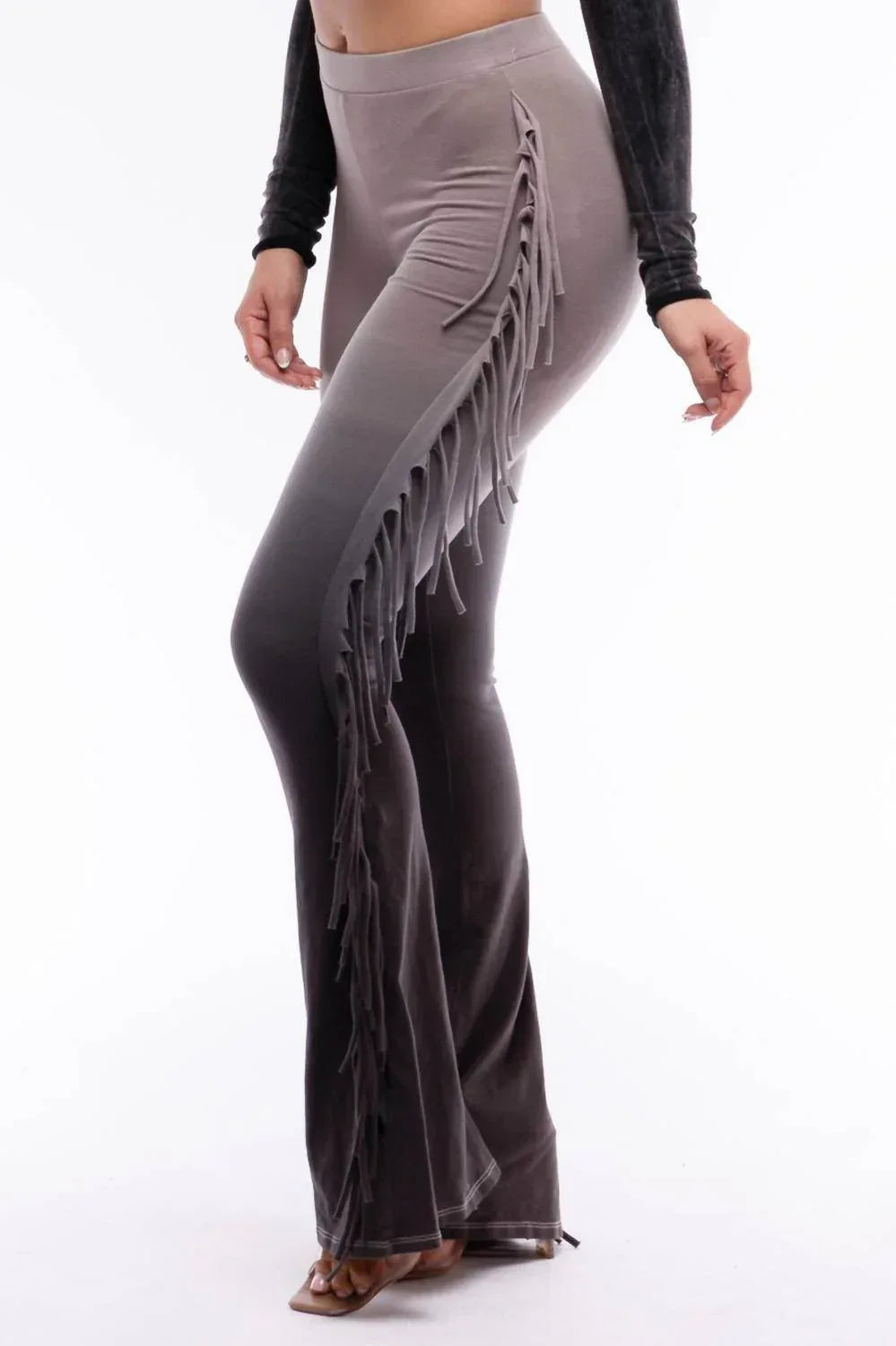 Women's Dip Wash Fringe Flared Pants