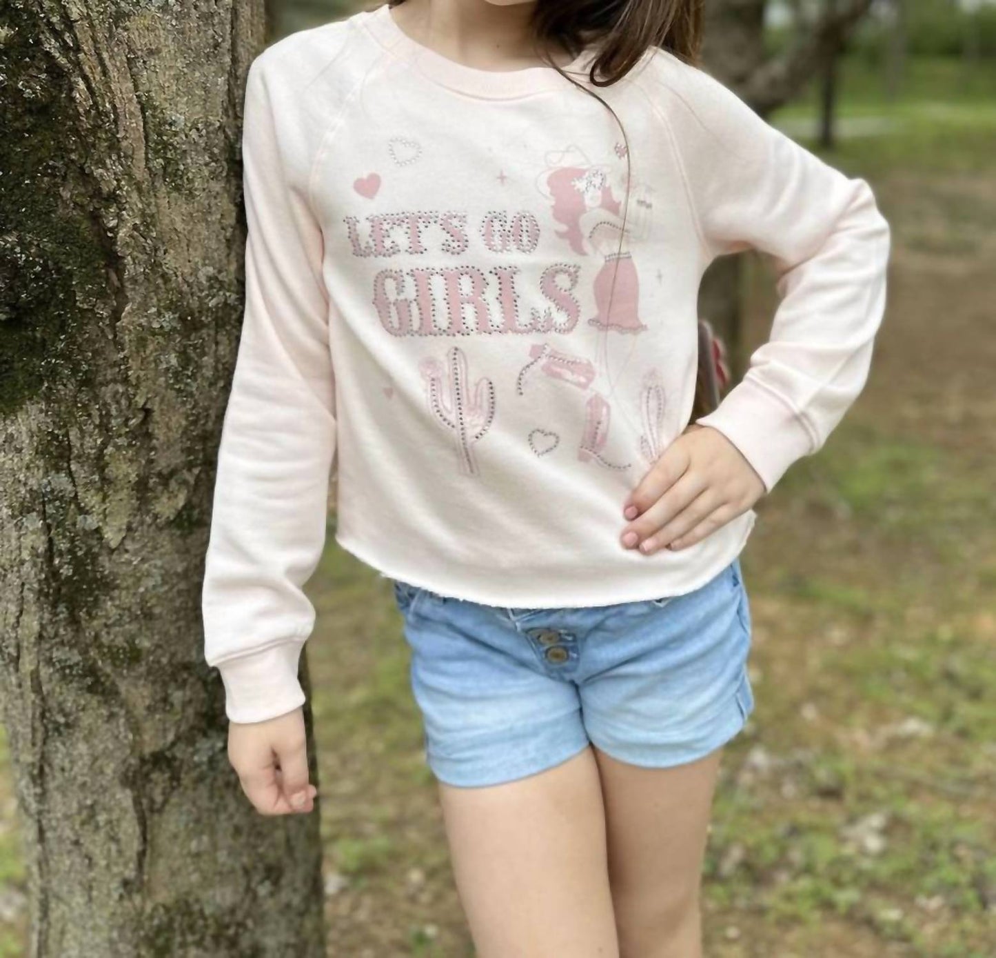 Teenager "Let's Go Girls" Strass-Sweatshirt