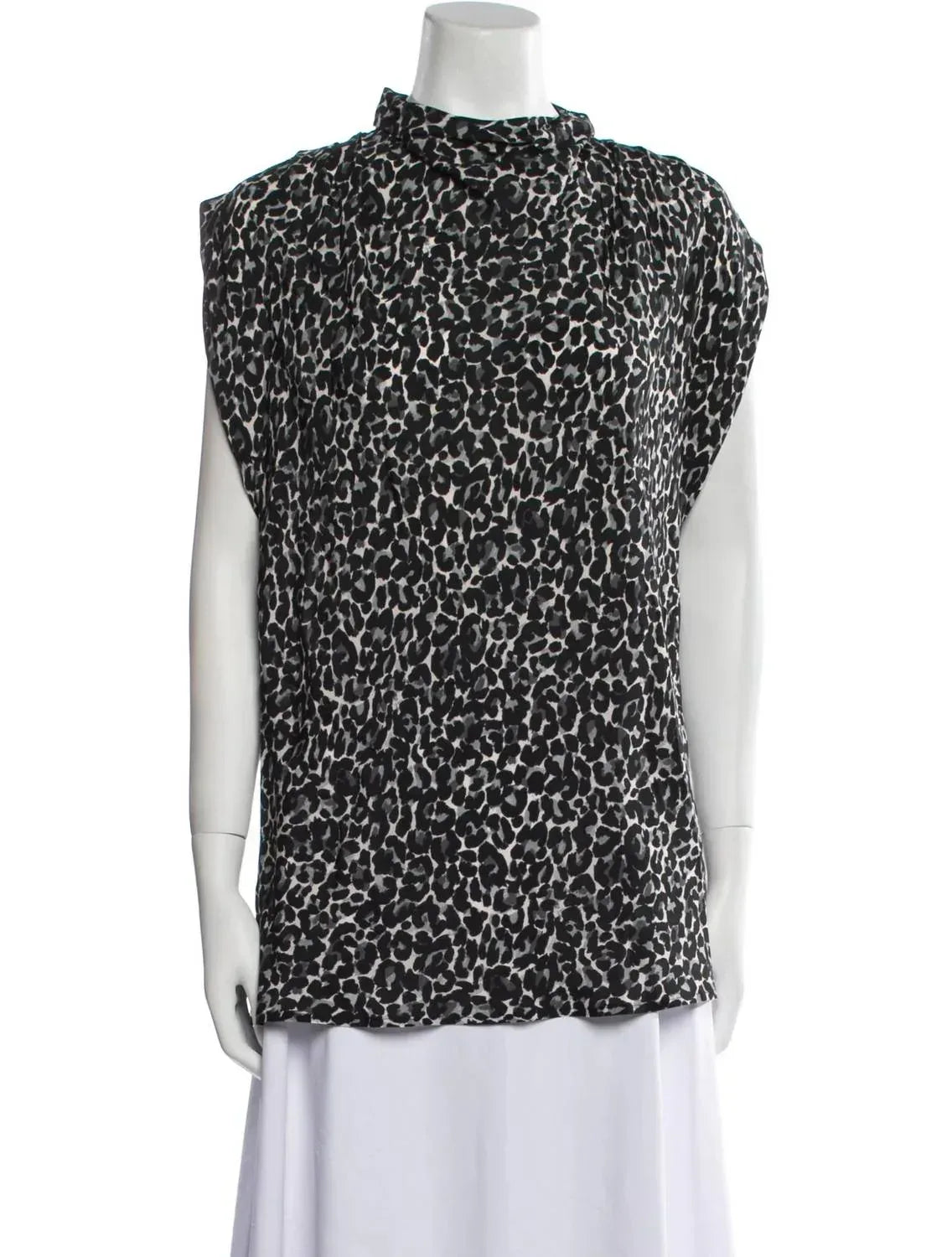 Women's Animal Print Mock Neck Blouse