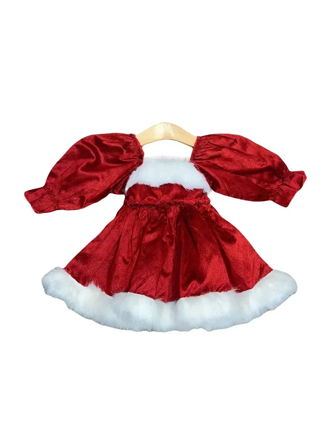 Girls Trimmed Santa Baby Doll Onesie Dress