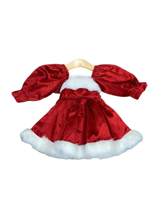 Mädchen Weihnachtsmann-Babydoll-Strampler-Kleid mit Zierleiste