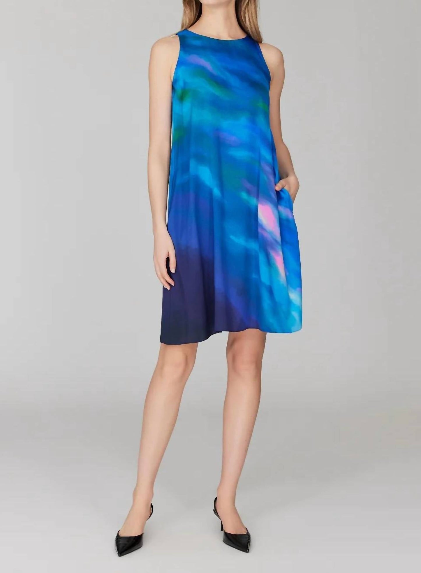 Berglandschaft Kurzarm-Kleid mit A-Linie