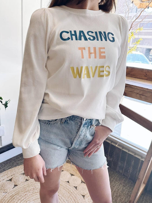 Chasing The Waves Ribbed Long Sleeve Top