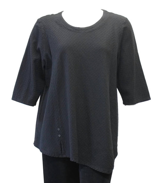 Asymmetrical Textured Cotton Top Plus