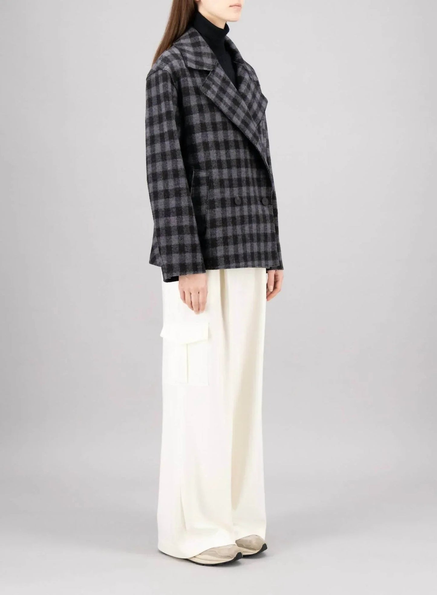 Kurze Outdoor-Gingham-Jacke