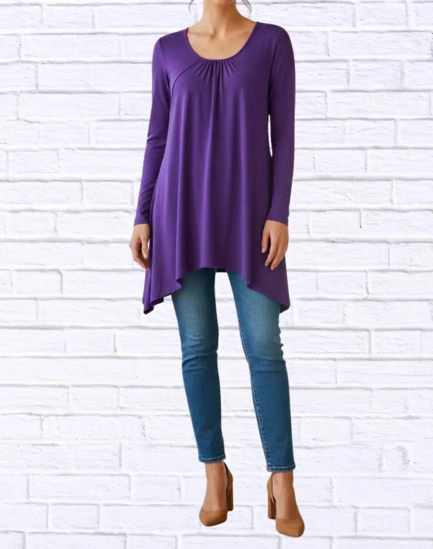 Sibella Pleated Front Long Sleeve Blouse