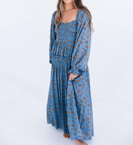 Women's Floral Long Sleeve Maxi Dress