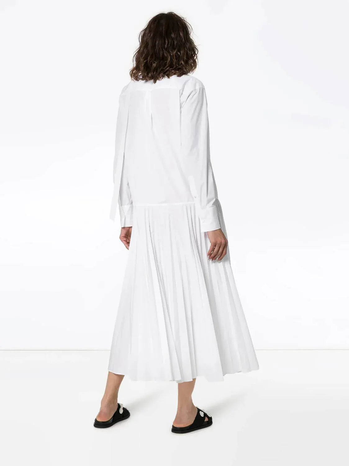 Plissiertes Kleid aus Baumwollpopeline-Mix