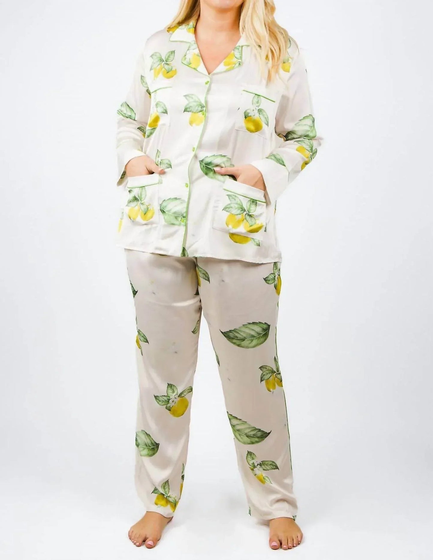 Zitronen-Pyjama-Set – Große Größen