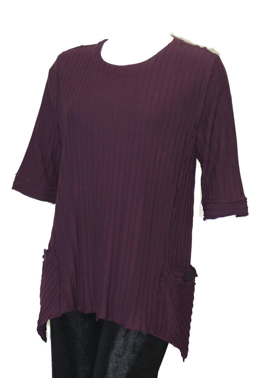 Damen Asymmetrisches Rippstrick-Baumwolltop mit Textur