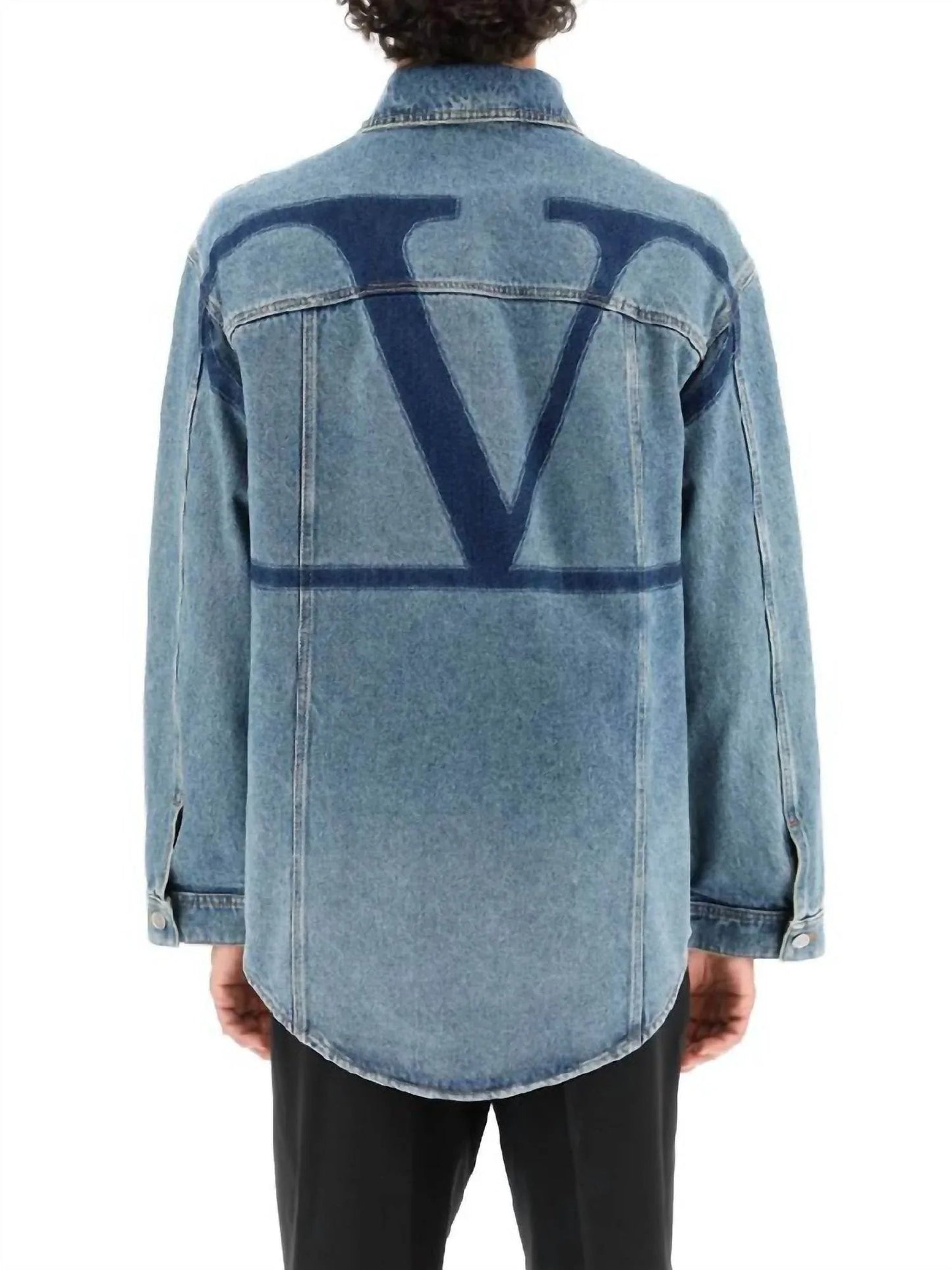 Maxi V-logo Denim Shirt