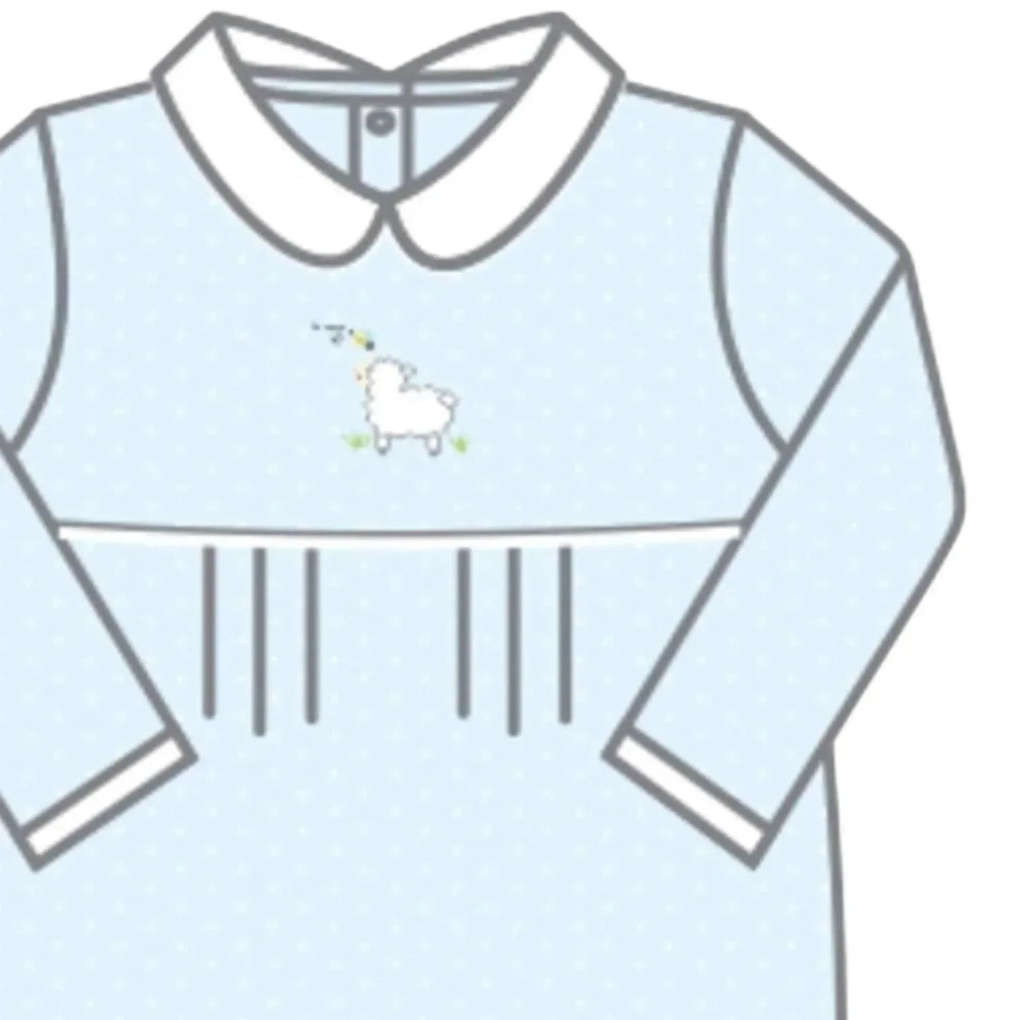 Baby Boy Sweet Lamb Classics Emb Collared Boy Footie