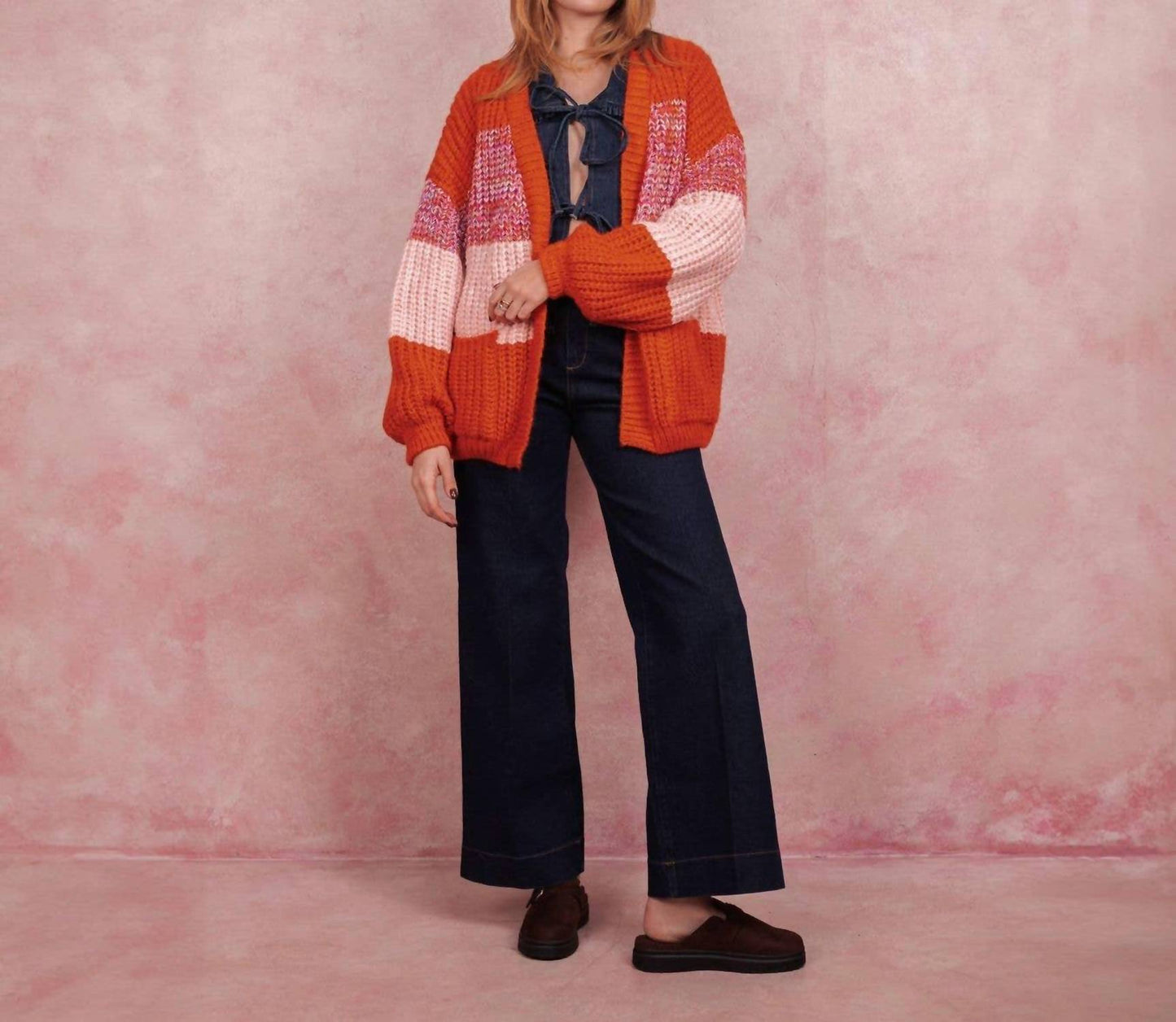 Janie Oversized Chunky-Streifen-Cardigan