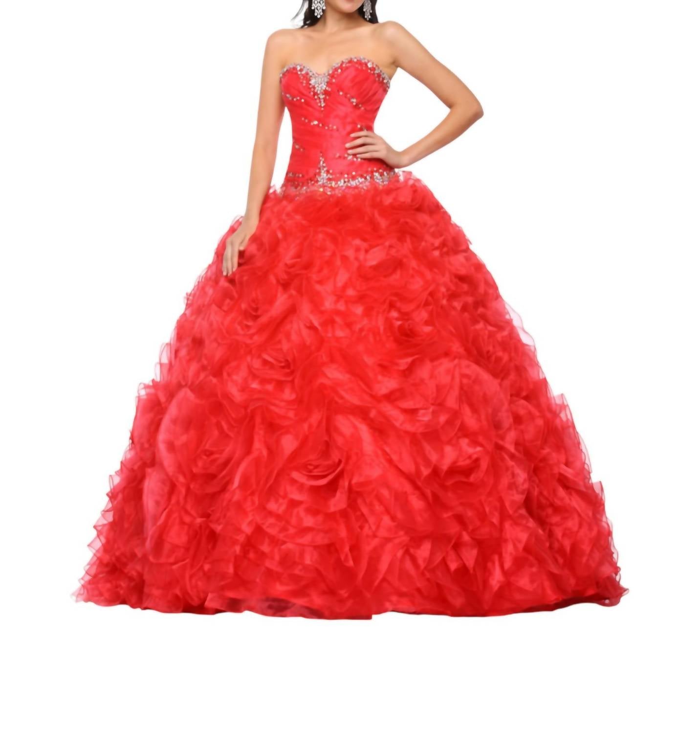 Königliches Perlen-Ballkleid mit Raffungen