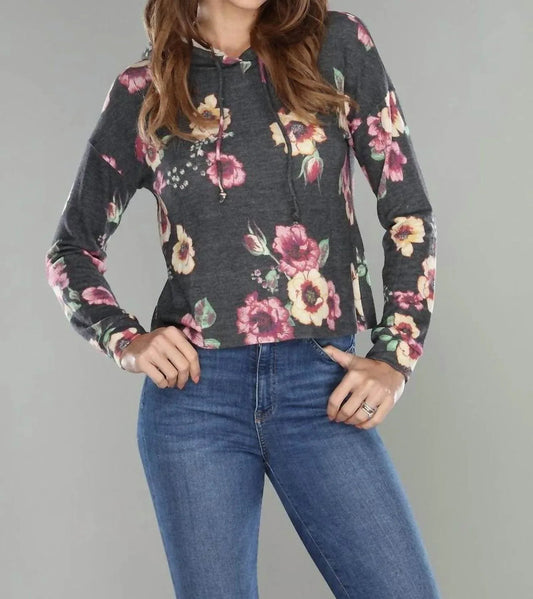 Floral Fleece Lined Hoodie