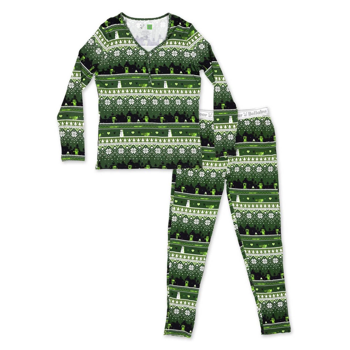 Women's Minecraft Creeper Holiday Bamboo Pajama Set