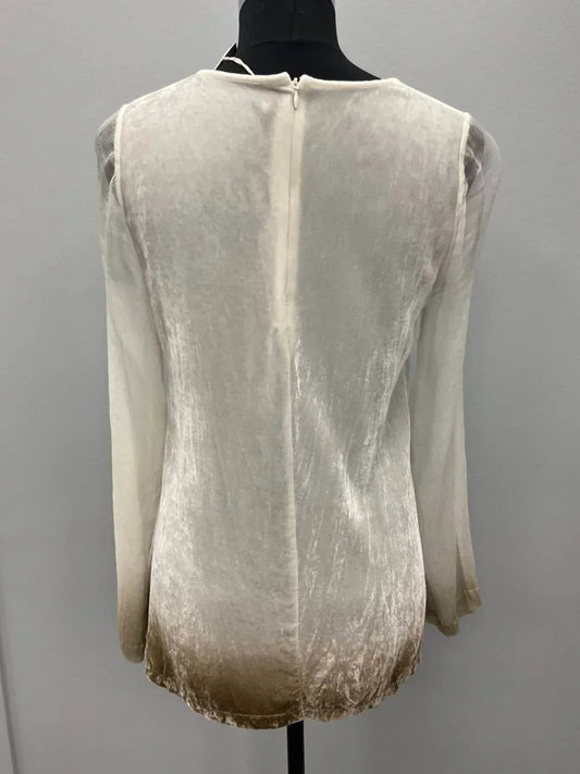GOLDFARBENER OMBRE-SEIDENSAMT-BLUSE