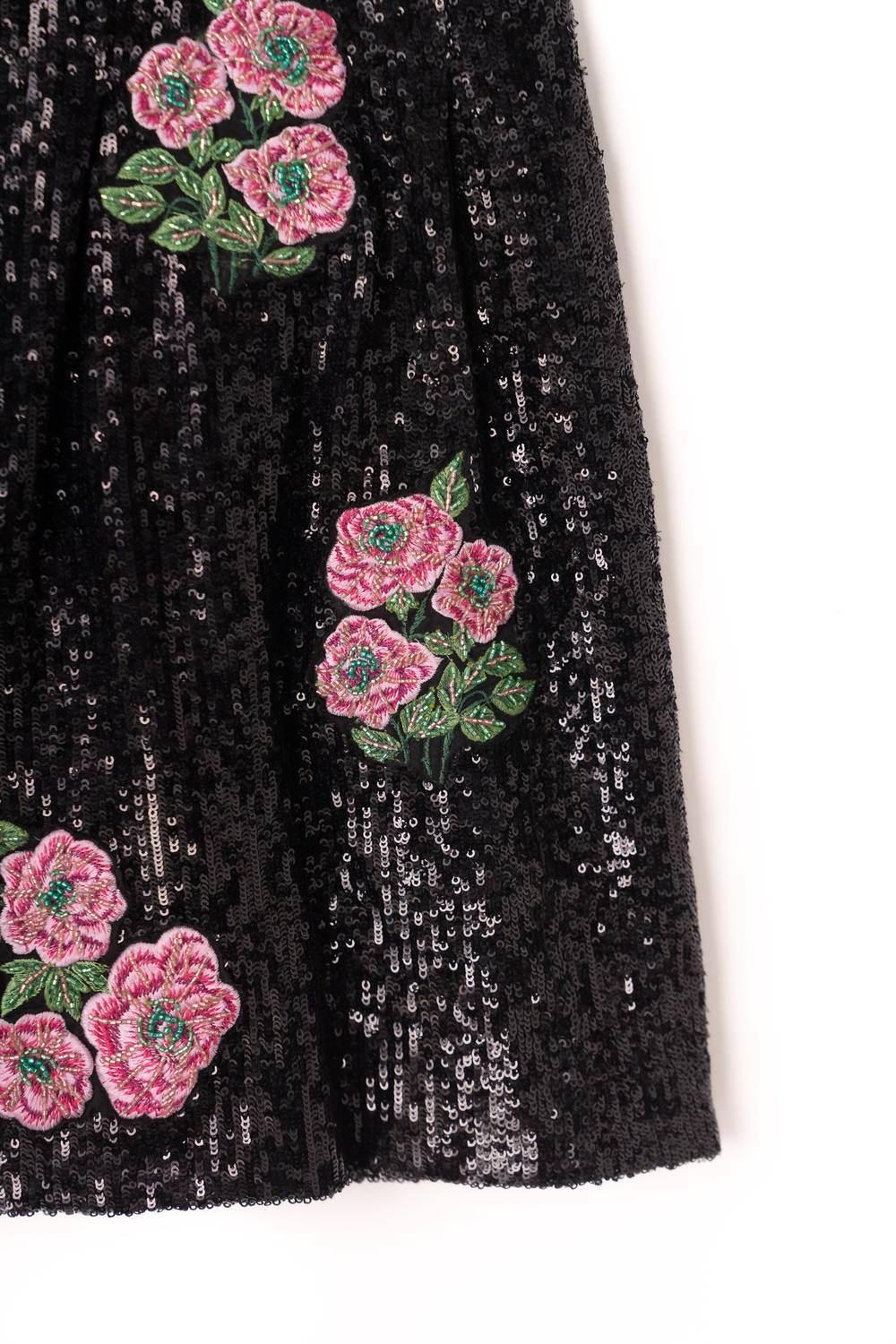 Damen Rock mit Blumen und Pailletten