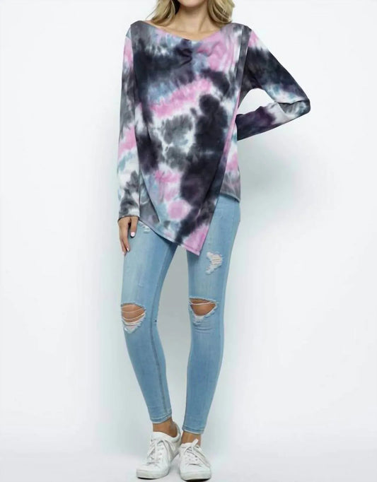 Cowl Asymmetric Tie Dye Top