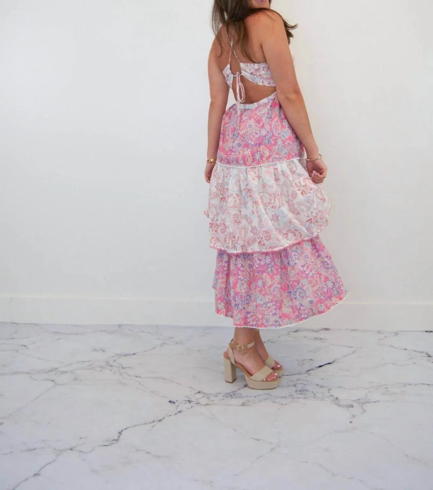 Olivia Vintage Paisley Tiered Midi Dress