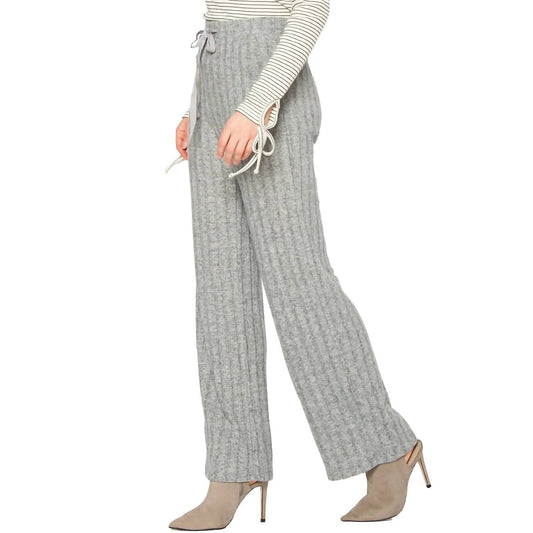 Women's High Waist Ribbed Knit Straight Pants