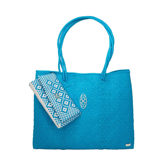 Women's Travel Woven Tote Bag With Clutch