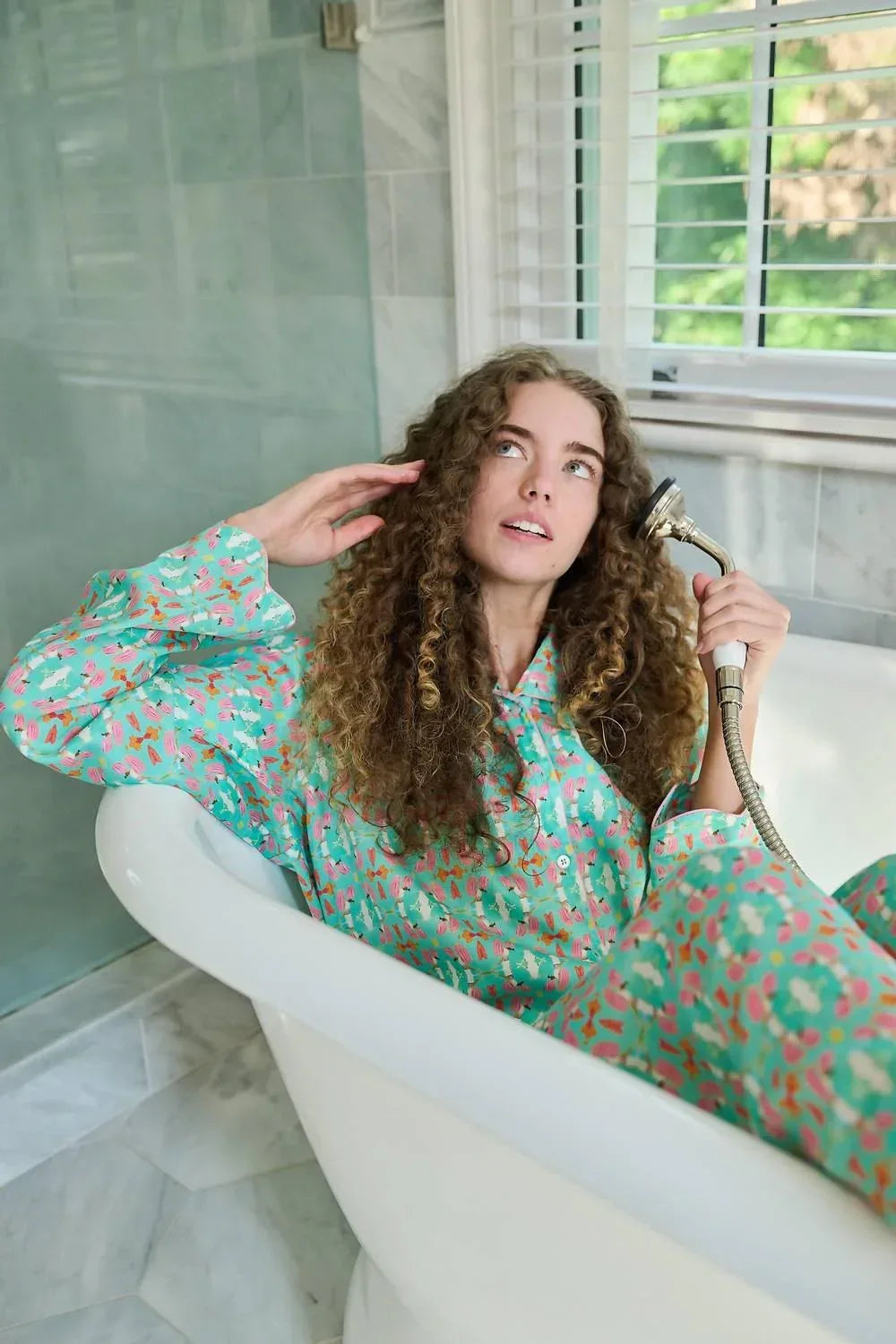 Pyjama-Set mit Wellenkante – Lang