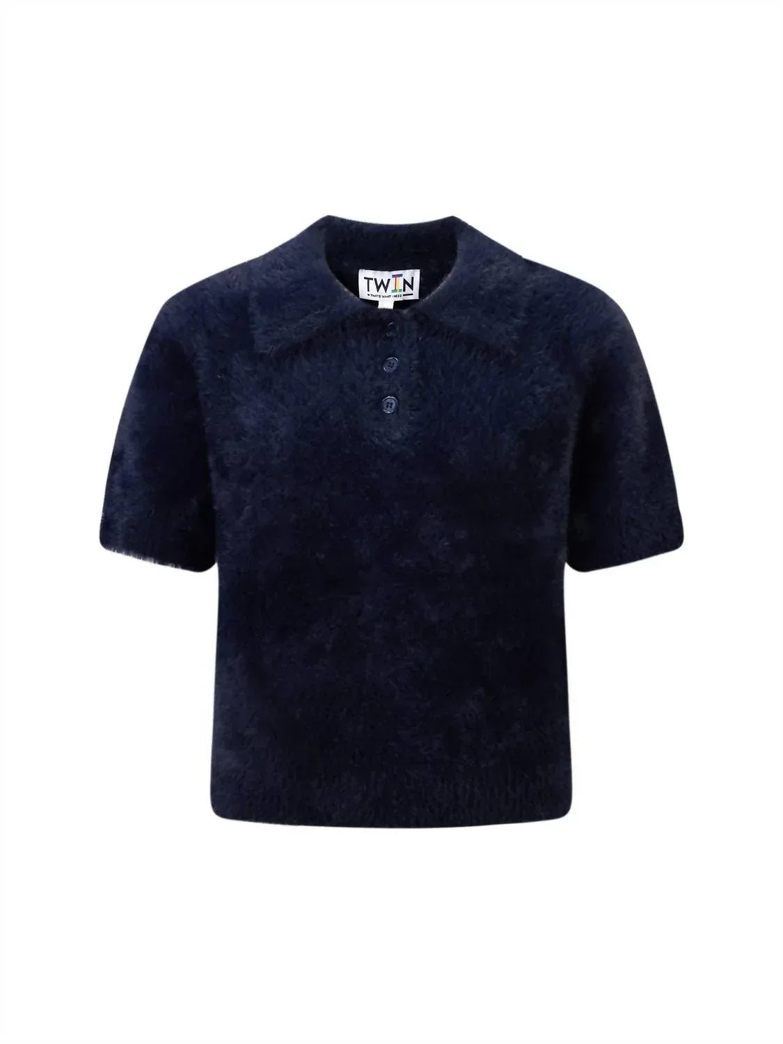 Fuzzy Cropped Polo Shirt