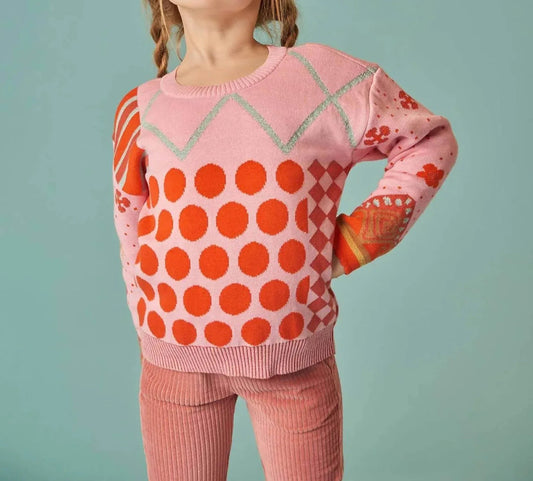 Kinder-Pullover im Jacquard-Punktemuster-Strickset