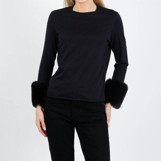 Crew Neck Long Sleeve Sweater With Fur