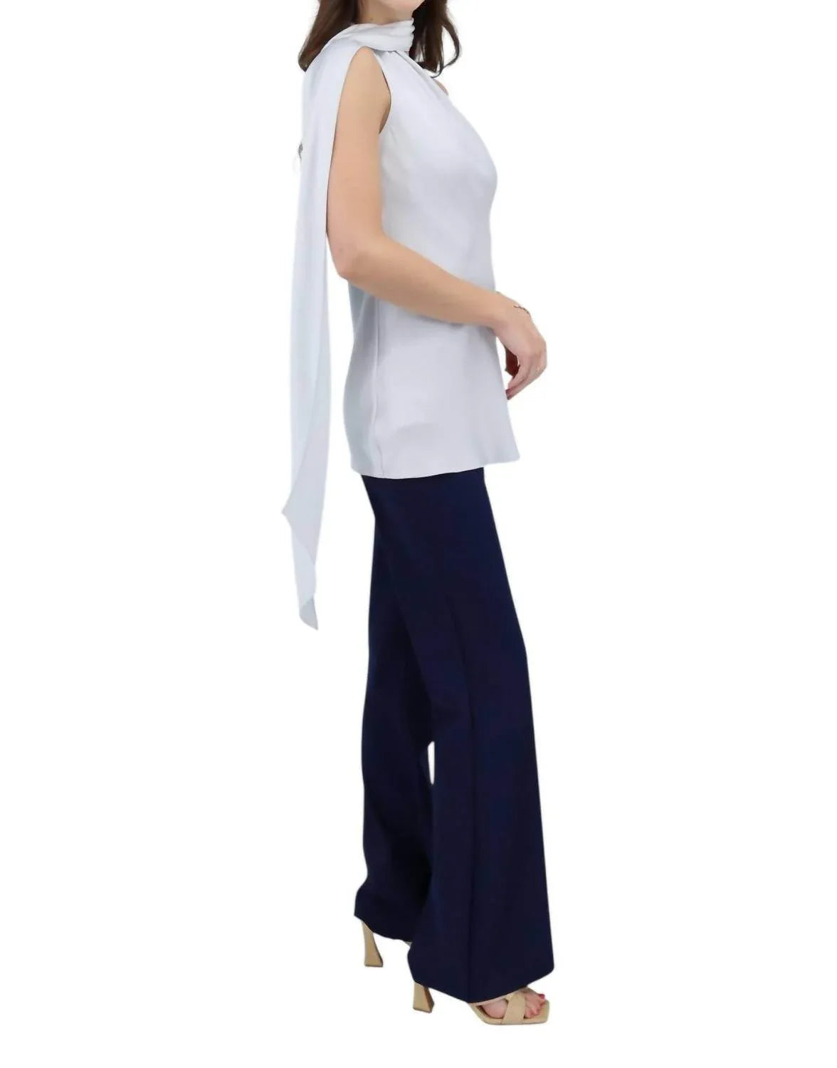 Satin One Shoulder Bias With Scarf Top