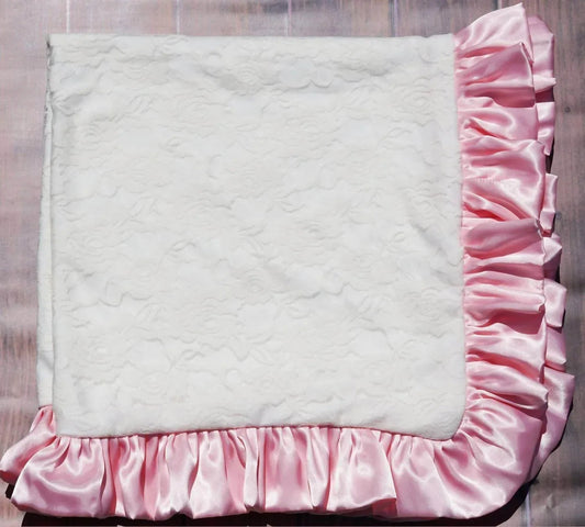 Baby Girls Lace Blanket With Satin Trim