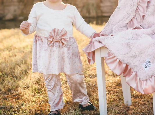 Baby Girls Velvet Pant And Velvet Top Set