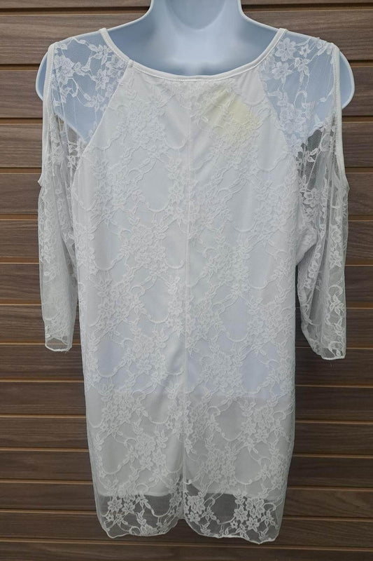Women's Lace Cold Shoulder Pull Over Inside Bodice Cover