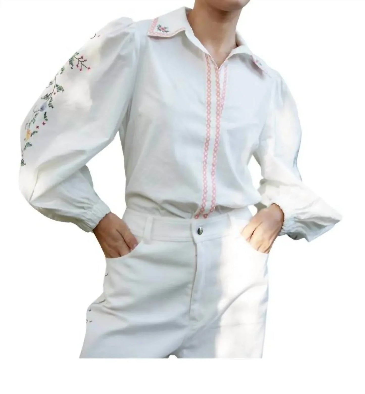 Maggie Blumenbluse mit langen Ärmeln