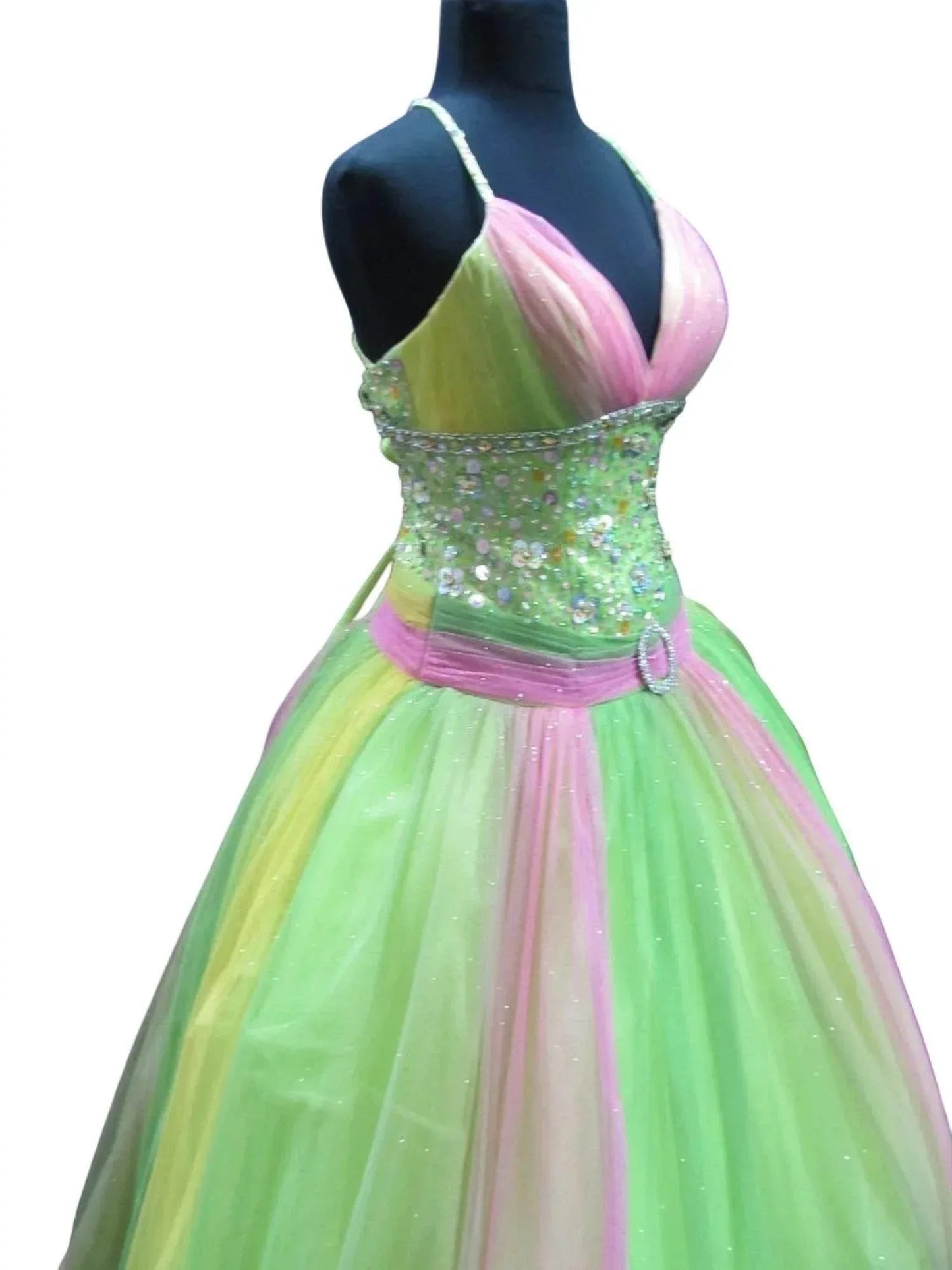Beaded Tulle Lace-up Back Ballgown