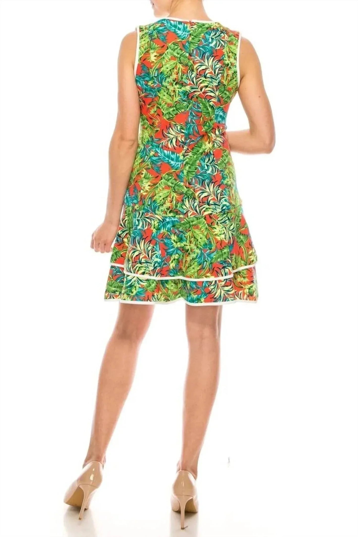 Palm Tree Print Fit & Flare Dress