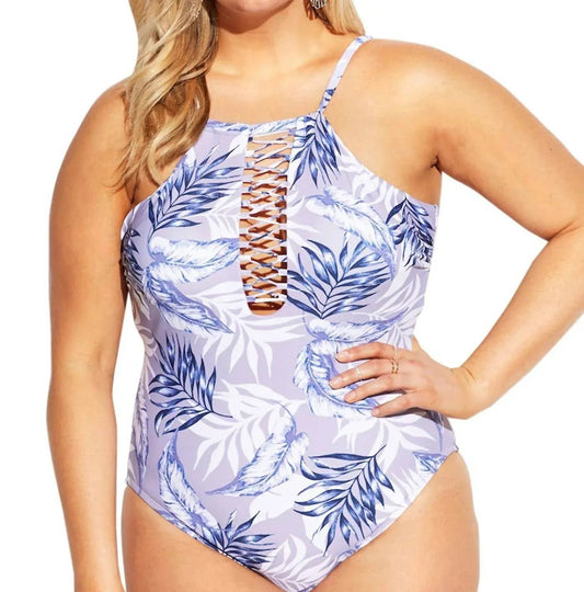 Curve Ola Lace High Neck One Piece Swimsuit - Plus