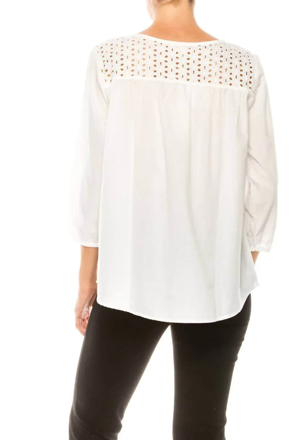 Eyelet Split Neck Swing Top