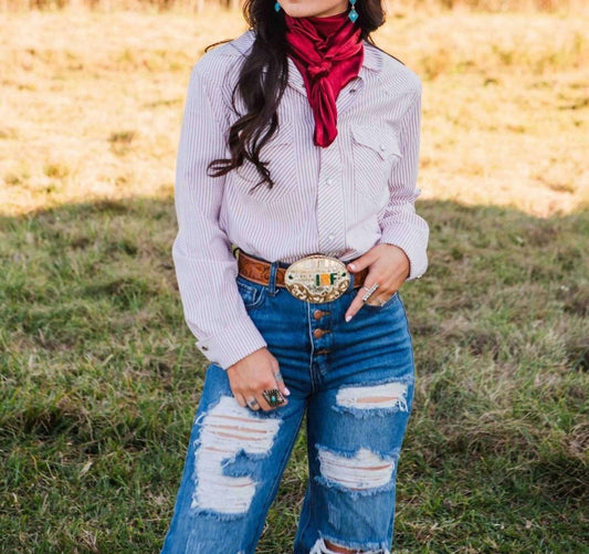 Audrey Striped Snap Shirt