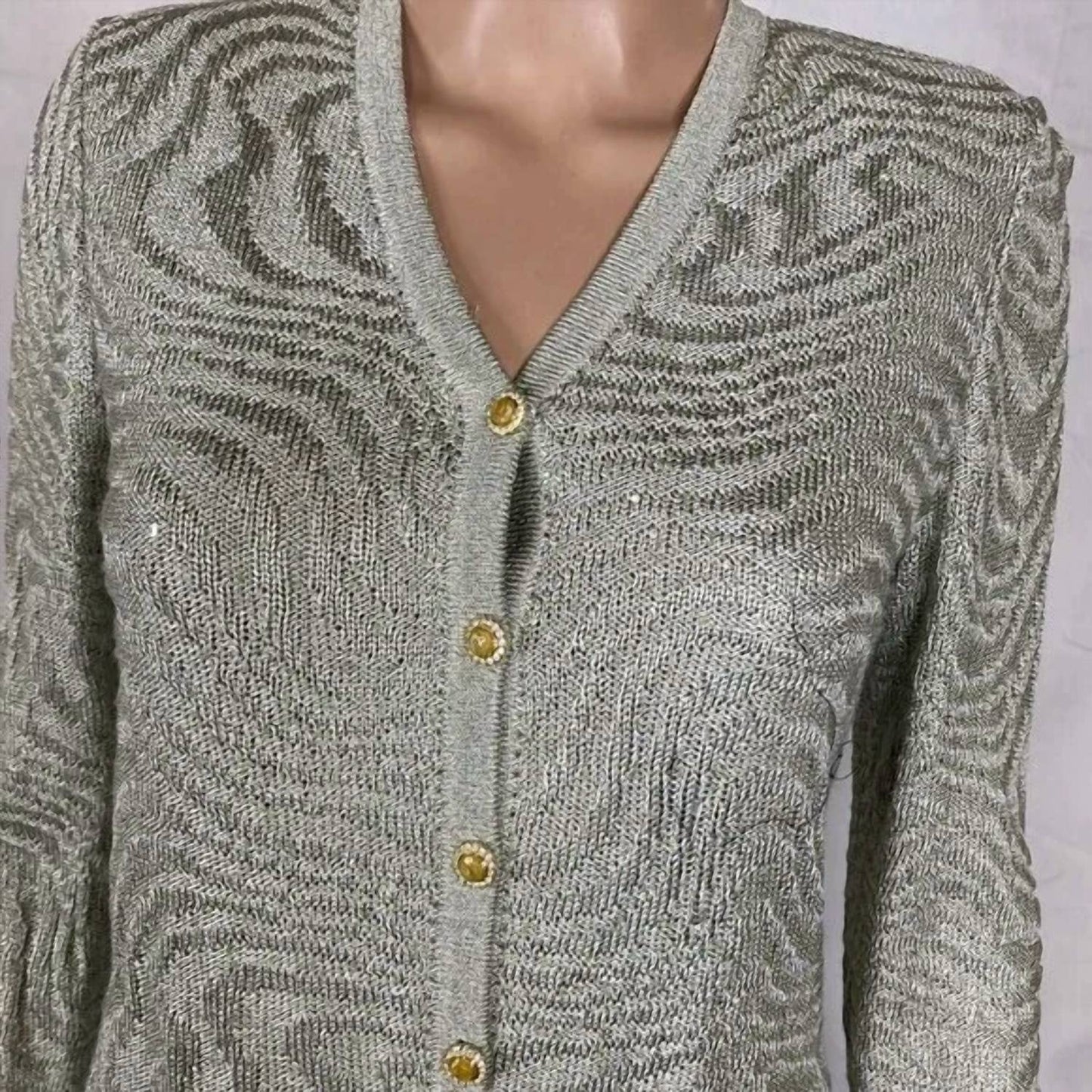 Women's Metallic Knit Skirt And Cardigan Set